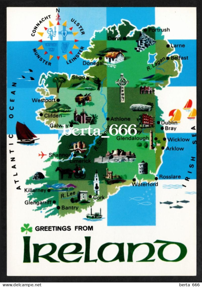 Greetings From Ireland * Country Map * New Postcard - Greetings From...