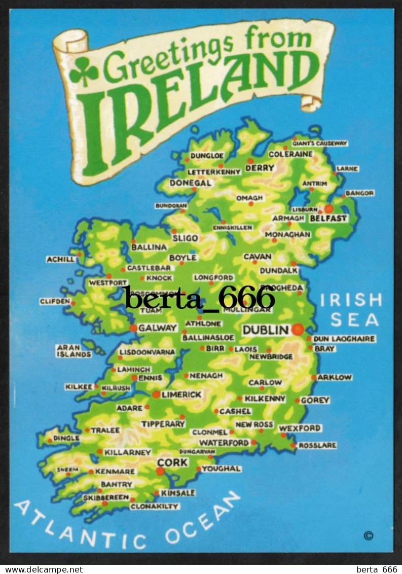 Greetings From Ireland * Country Map * New Postcard - Other & Unclassified