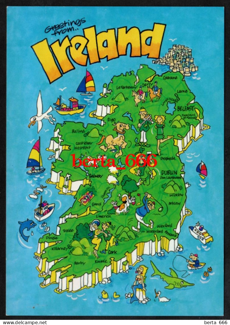 Greetings From Ireland * Country Map * New Postcard - Other & Unclassified