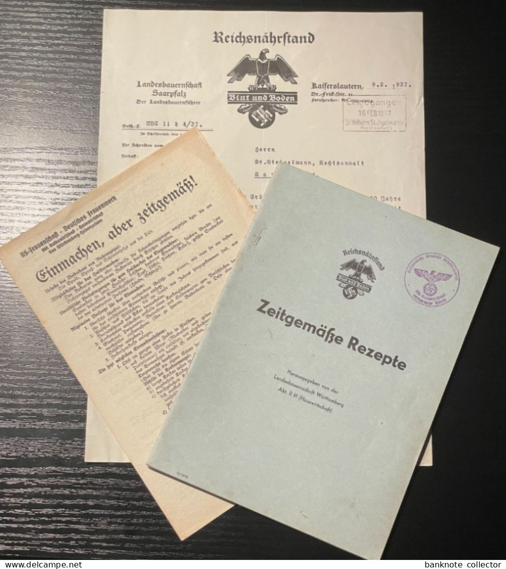 Deutschland, Germany - Reichsnährstand, Blut Und Boden, NS Frauenschaft, 3 Dokumente,1937 ! - 1939-45