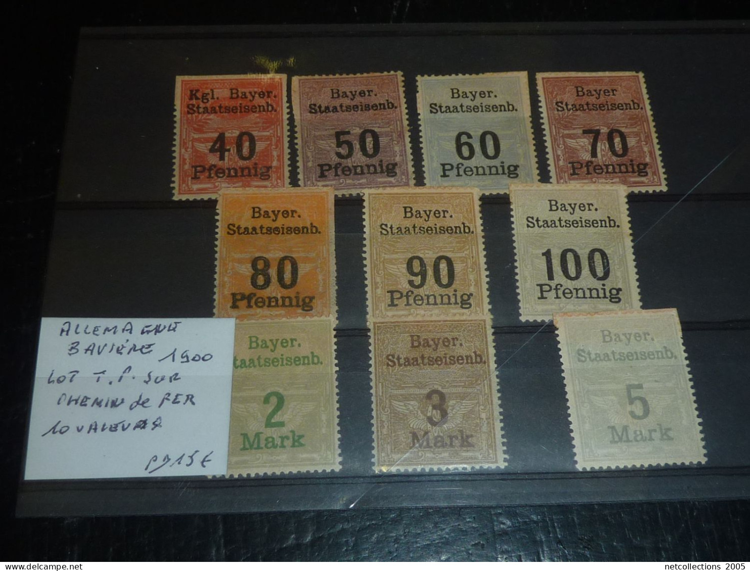 TIMBRE ALLEMAGNE BAVIERE - 1900 LOT DE TIMBRES SUR CHEMIN DE FER 10 VALEURS (20/09) - Other & Unclassified