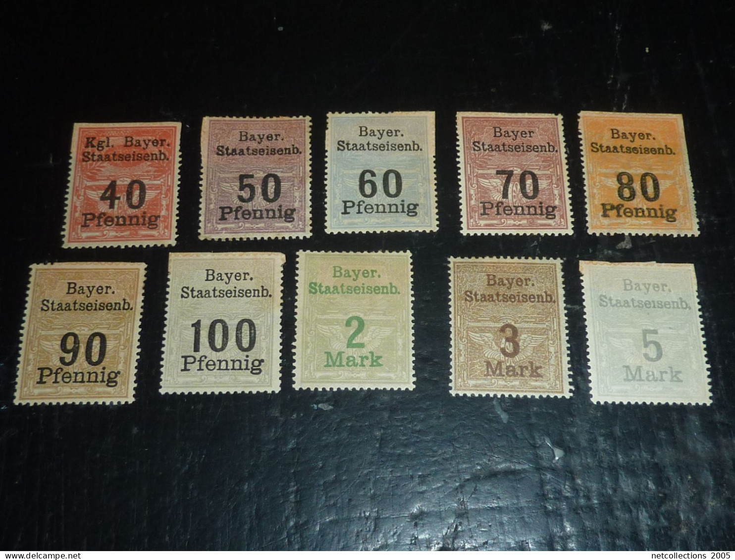 TIMBRE ALLEMAGNE BAVIERE - 1900 LOT DE TIMBRES SUR CHEMIN DE FER 10 VALEURS (20/09) - Other & Unclassified