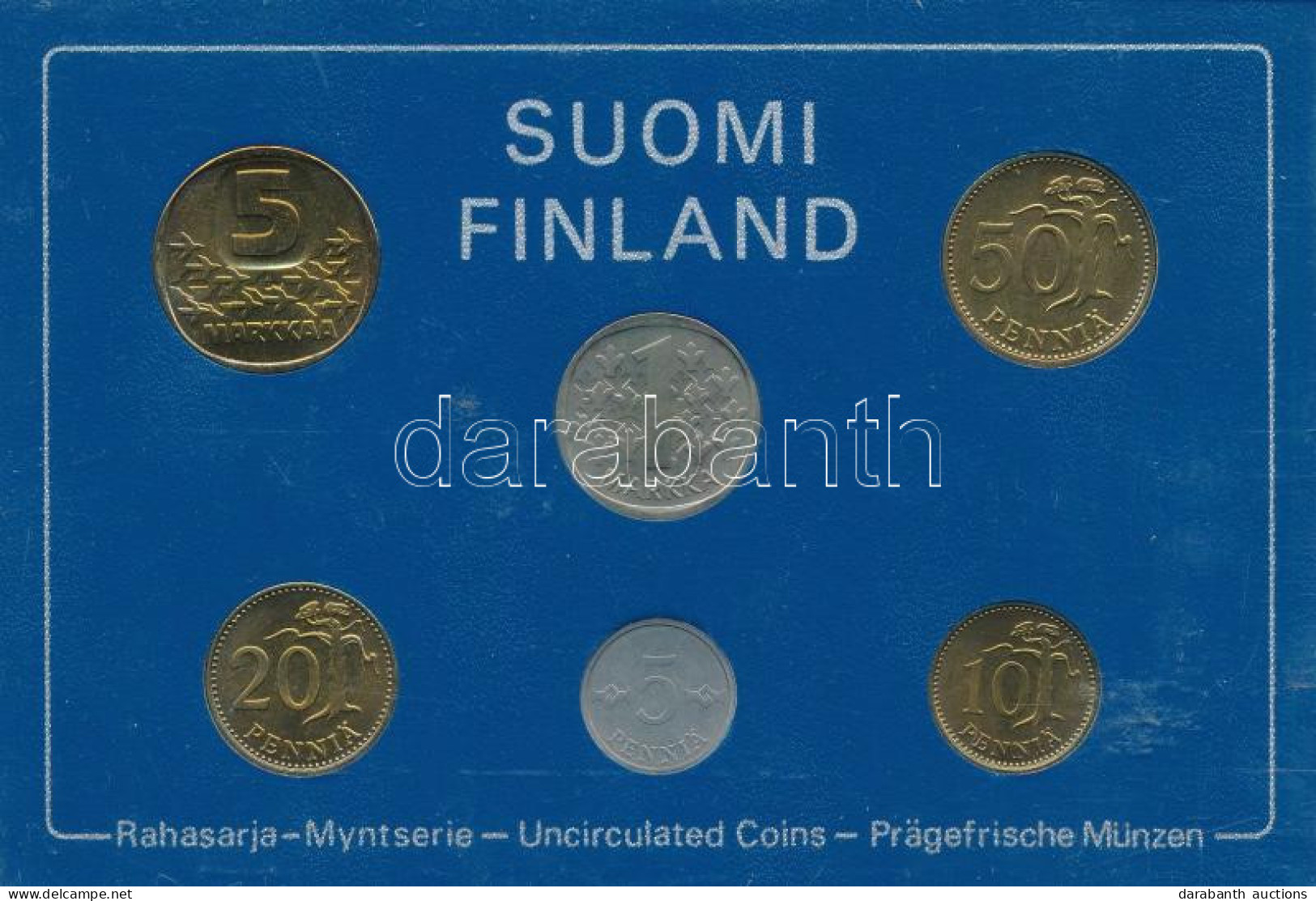 Finnország 1980. 5p-5M (6xklf) Forgalmi Sor Plasztik Tokban T:UNC  Finland 1980. 5 Pennia - 5 Markka (6xdiff) Coin Set I - Unclassified