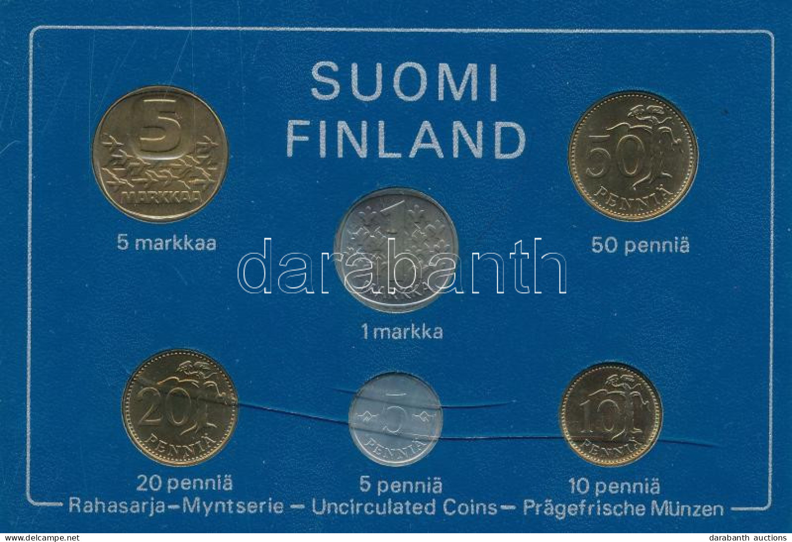 Finnország 1982. 5p-5M (6xklf) Forgalmi Sor Plasztik Tokban T:UNC A Tok Kissé Sérült Finland 1982. 5 Pennia - 5 Markka ( - Ohne Zuordnung