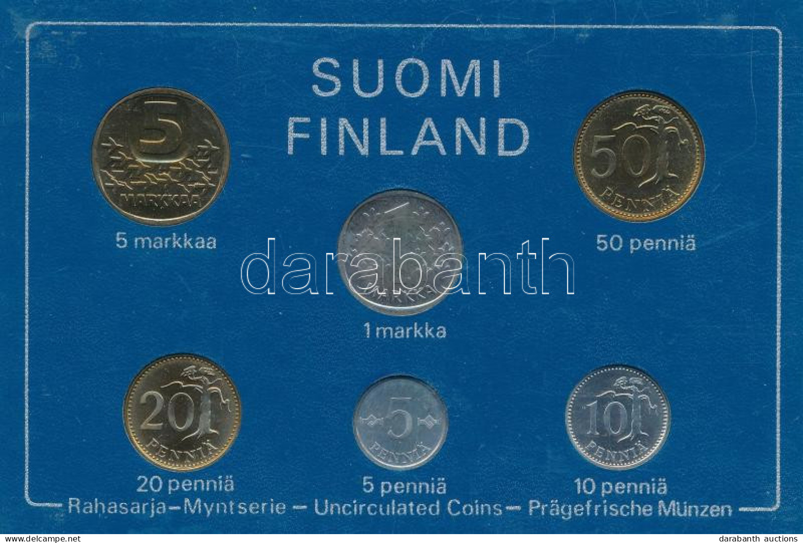 Finnország 1983. 5p-5M (6xklf) Forgalmi Sor Plasztik Tokban T:UNC Finland 1983. 5 Pennia - 5 Markka (6xdiff) Coin Set In - Non Classés