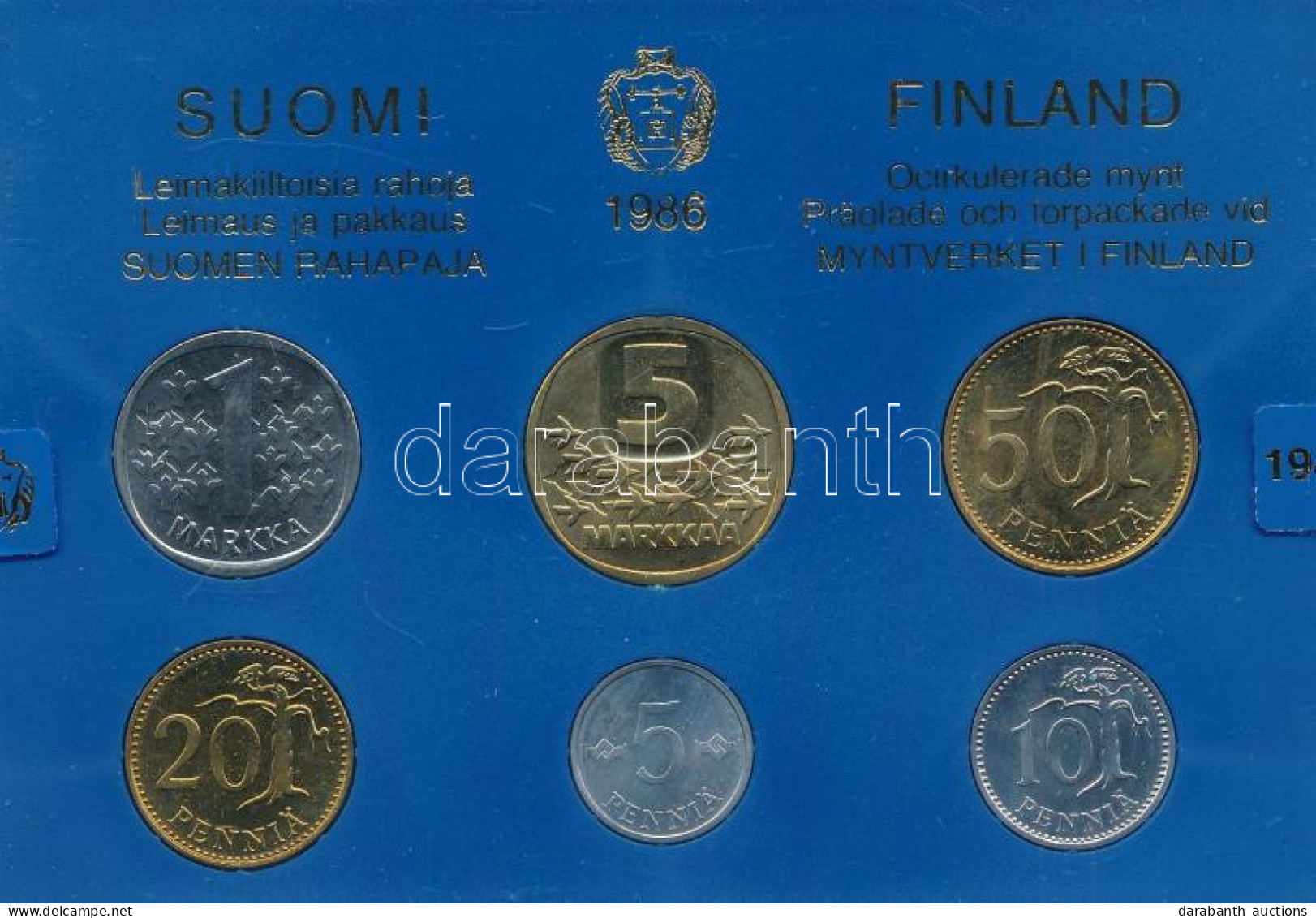 Finnország 1986. 5p-5M (6xklf) Forgalmi Sor Plasztik Tokban T:UNC Finland 1986. 5 Pennia - 5 Markka (6xdiff) Coin Set In - Sin Clasificación
