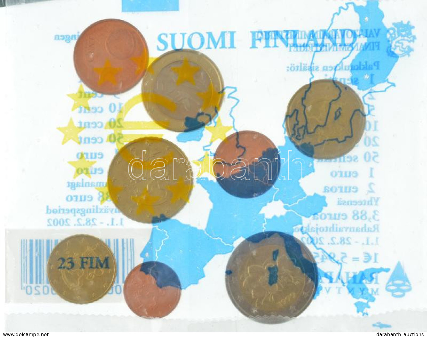 Finnország 1999. 1c-2E (8xklf) Forgalmi Sor Bontatlan Pénzverdei Fóüliacsomagban T:UNC Finland 1999. 1 Cent - 2 Euro (8x - Unclassified