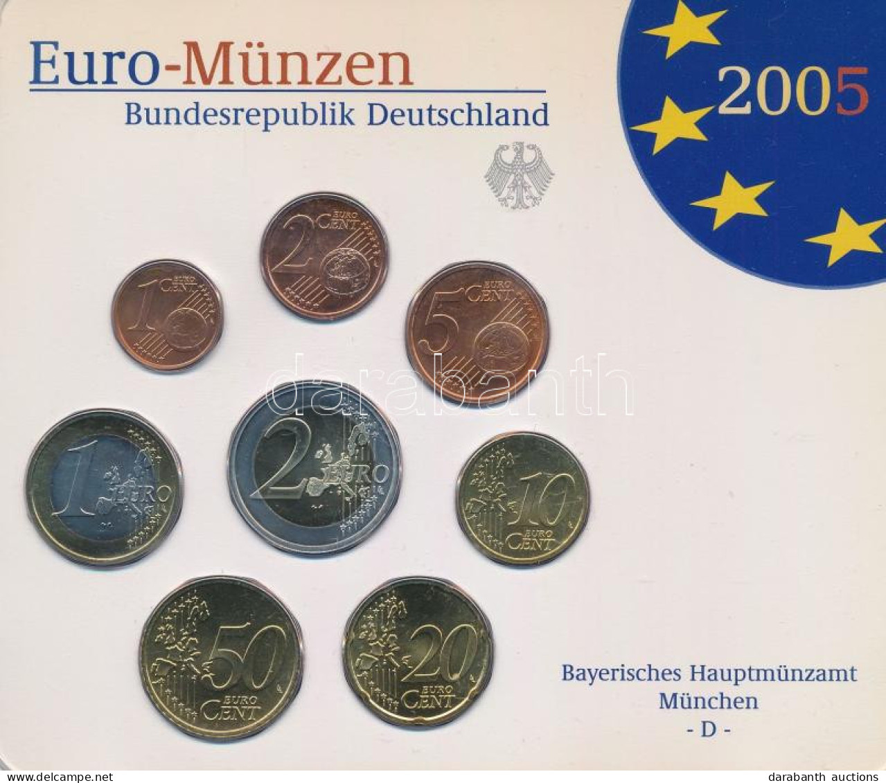 Németország 2005D 1c-2E (8xklf) Forgalmi Szett Műanyag Tokban T:UNC Germany 2005D 1 Cent - 2 Euro (8xdiff) Coin Set In P - Non Classés