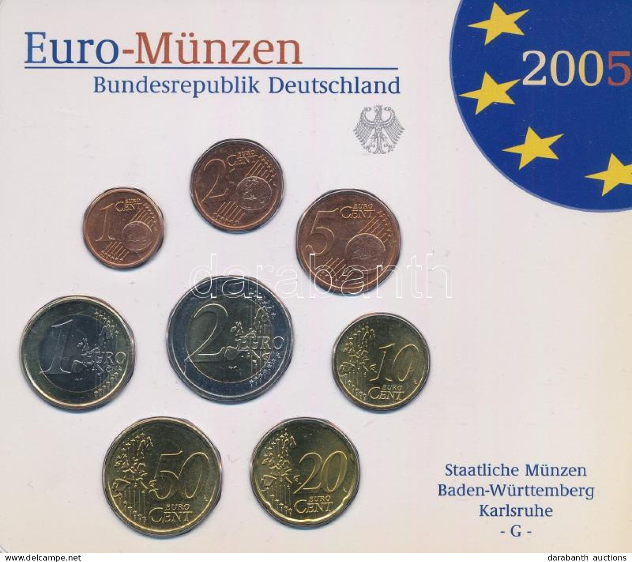 Németország 2005G 1c-2E (8xklf) Forgalmi Szett Műanyag Tokban T:UNC Germany 2005G 1 Cent - 2 Euro (8xdiff) Coin Set In P - Non Classés