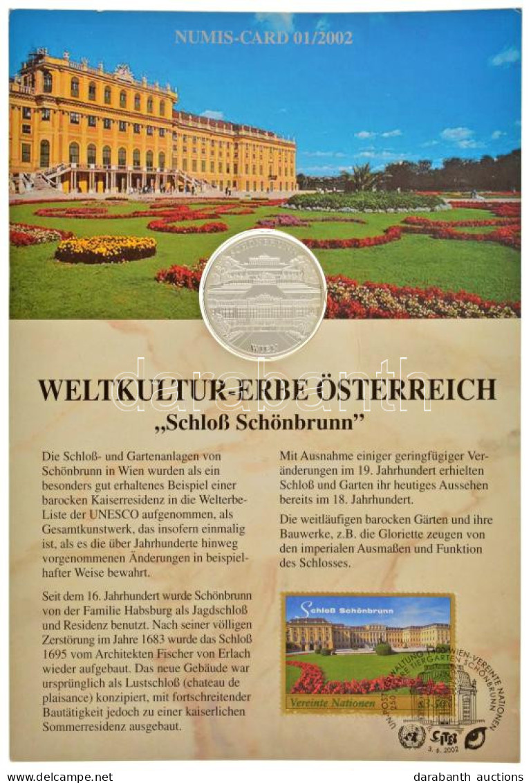 Ausztria 2002. "Schönbrunn" Kétoldalas Ag Emlékérem Felbélyegzett Karton Díszlapon Bélyegzéssel (15g/0.999/35mm) T:PP Au - Unclassified