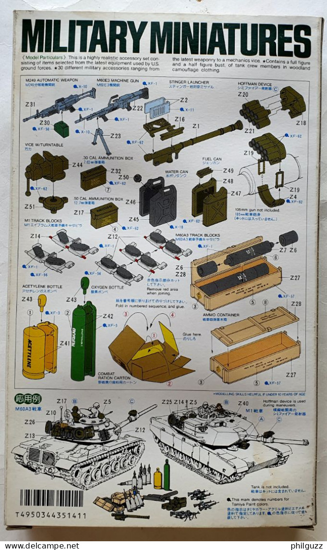 Boite Figurines 1-35è TAMIYA 35119 1988 ACCESSOIRES  No Airfix Esci Atlantic Matchbox Revell. - Armee