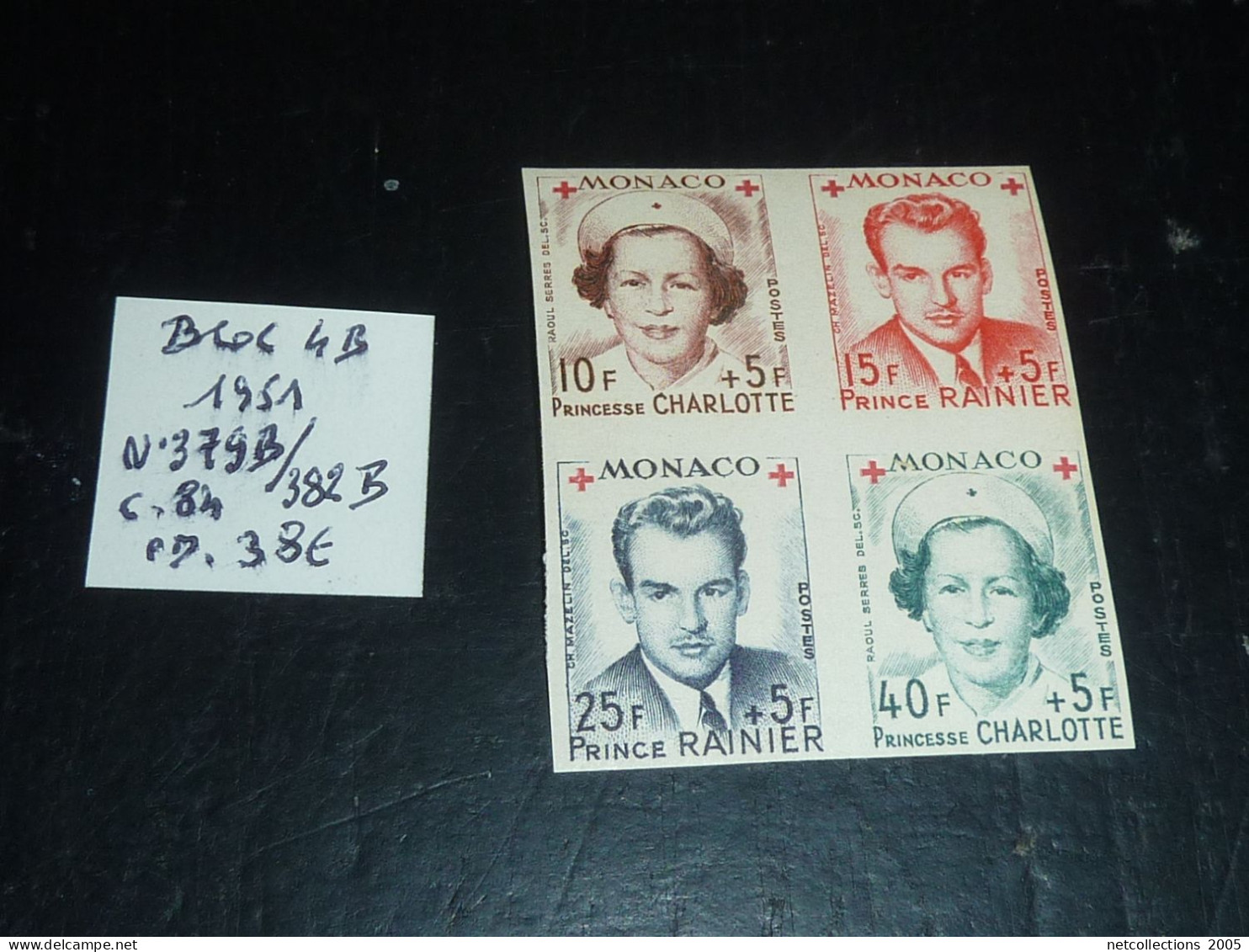 MONACO TIMBRE BLOC 4B 1951 N°379B/382B - NEUF SANS CHARNIERE (20/09) - Unused Stamps