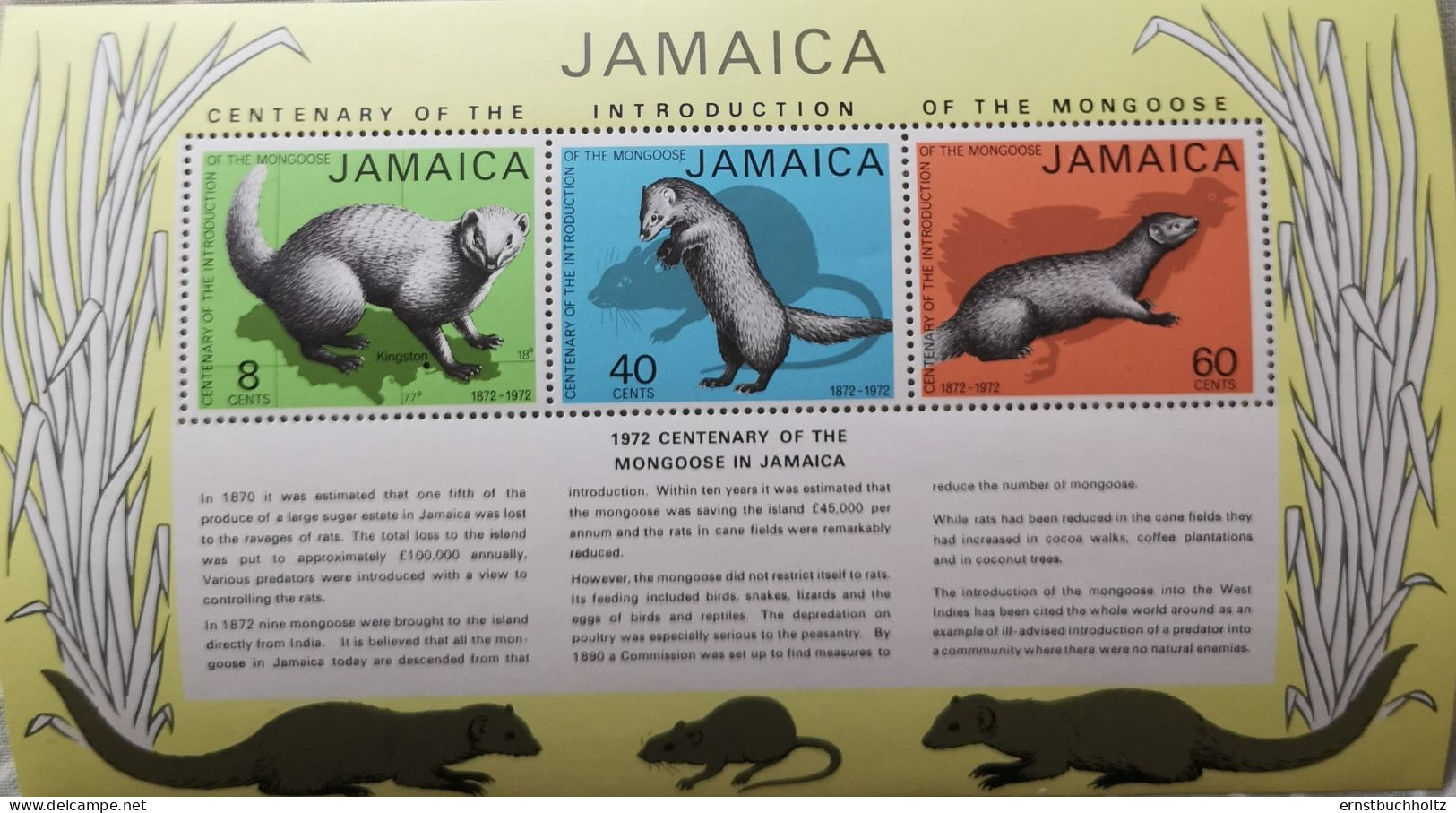 Jamaica 1973 100 Jahre Mongoose Auf Jamaica Mi B4** - Jamaique (1962-...)