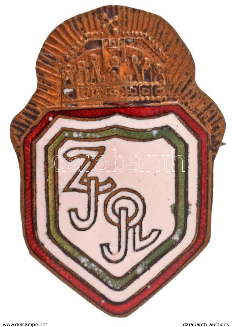 ~1930-1940. "Z.I.O.L.I. (Zrínyi Ilona Országos Leány Iskola?)" Zománcozott Bronz Iskolajelvény (34x24mm) T:XF Patina - Unclassified