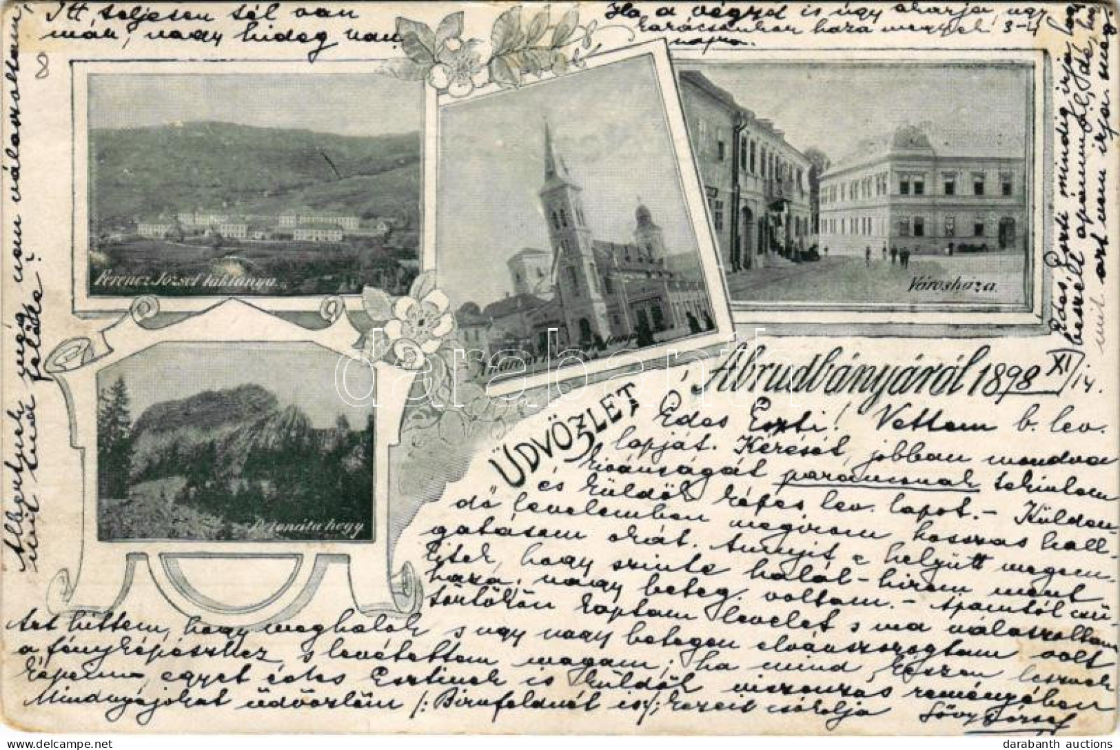 T3 1898 (Vorläufer) Abrudbánya, Abrud; Ferenc József Laktanya, Detonáta Hegy, A Három Magyar Templom, Városháza / Milita - Non Classés
