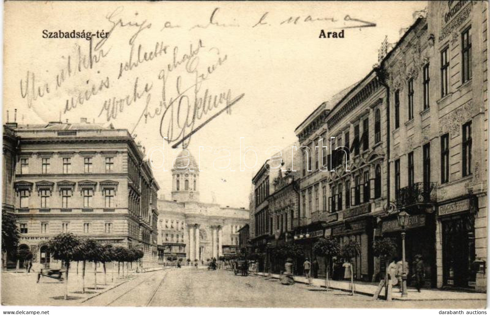 T2 1906 Arad, Szabadság Tér, Gyógyszertár, Limbeck János és Fia, Moskovits és Pohm üzlete / Square, Shops, Pharmacy - Ohne Zuordnung