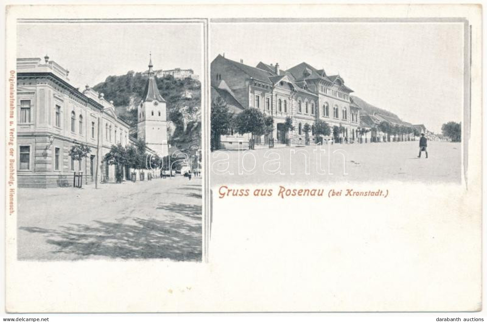 * T2/T3 1916 Barcarozsnyó, Rozsnyó, Rasnov, Rosenau; Utca. Hiemesch Kiadása / Street View (fl) - Unclassified