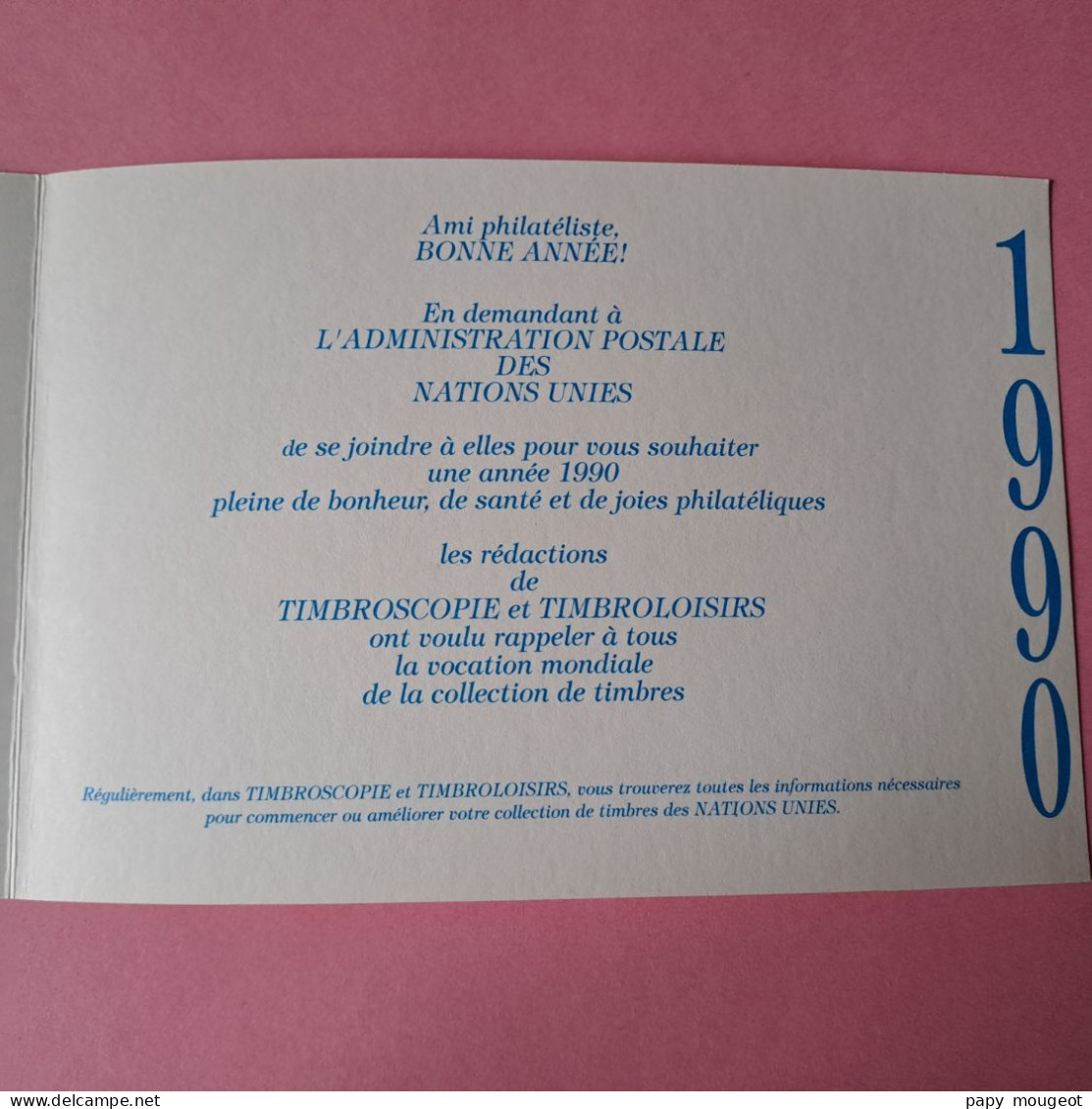 Genève - 11-12-1989 - Plaquette Illustrée Pour Les Vœux De 1990 - ONU