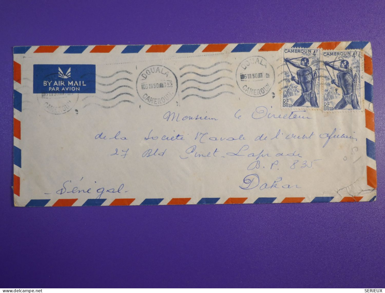 DL2  CAMEROUN  BELLE  LETTRE   1950  DOUALA  A  DAKAR   ++ ++ AFF. INTERESSANT+ - Storia Postale