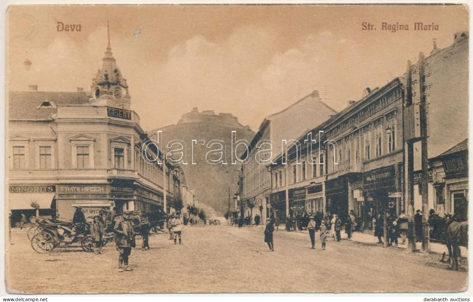 * T3 Déva, Str. Regina Maria / Mária Királyné útja, Minorits, Hirsch üzlete, Vár / Street View, Shops, Castle (kopott Sa - Non Classés