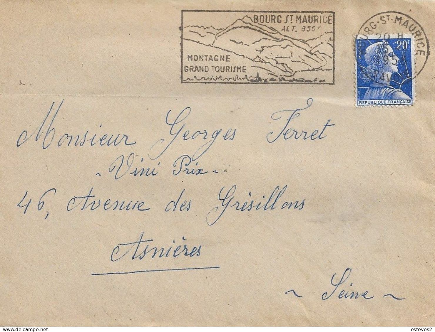 France 1958 , Slogan Postmark BOURG ST. MAURICE Montagne Grand Tourisme , Tourism , Mountain - Otros & Sin Clasificación