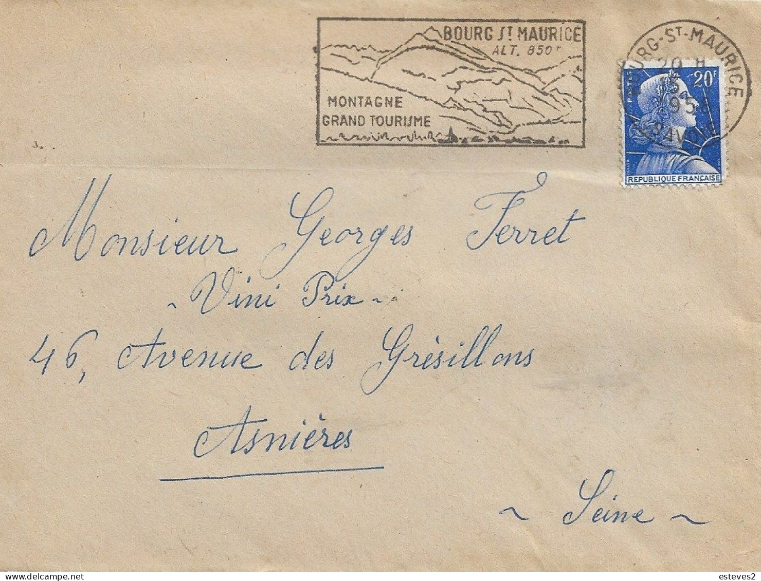 France 1958 , Slogan Postmark BOURG ST. MAURICE Montagne Grand Tourisme , Tourism , Mountain - Autres & Non Classés