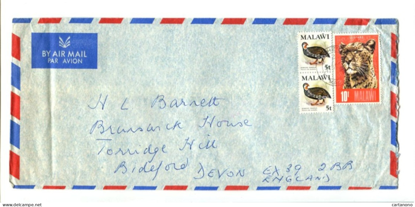 MALAWI - Affranchissement Sur Lettre - Oiseaux / Félin Léopard - Malawi (1964-...)