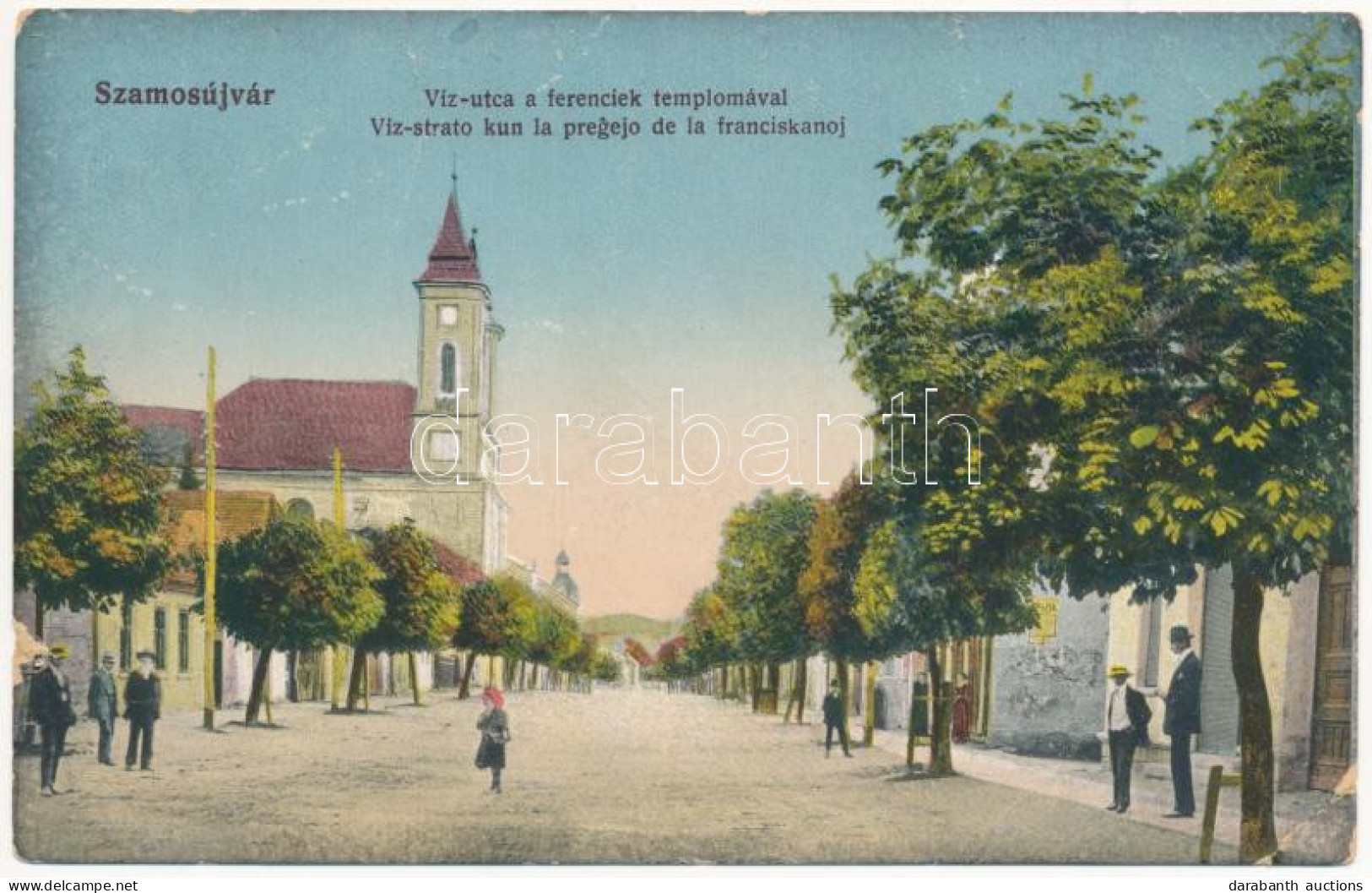T3 1915 Szamosújvár, Gherla; Víz Utca A Ferenciek Templomával. Todorán Endre Kiadása / Street View, Church + "SANITÄTS Z - Unclassified