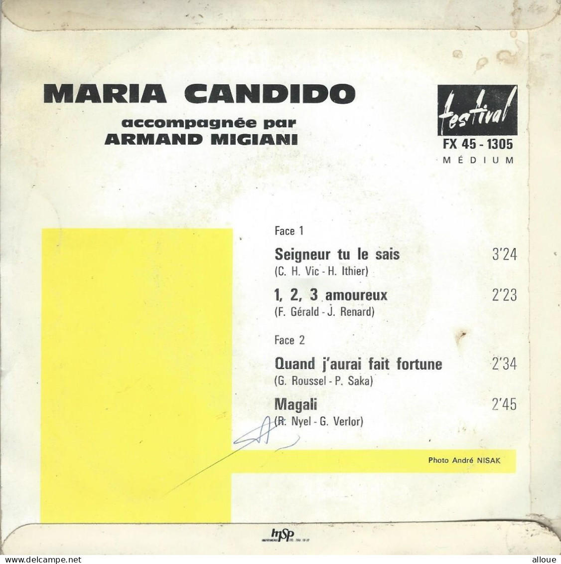 MARIA CANDIDO - FR EP - SEIGNEUR TU LE SAIS + 3 - Musiche Del Mondo