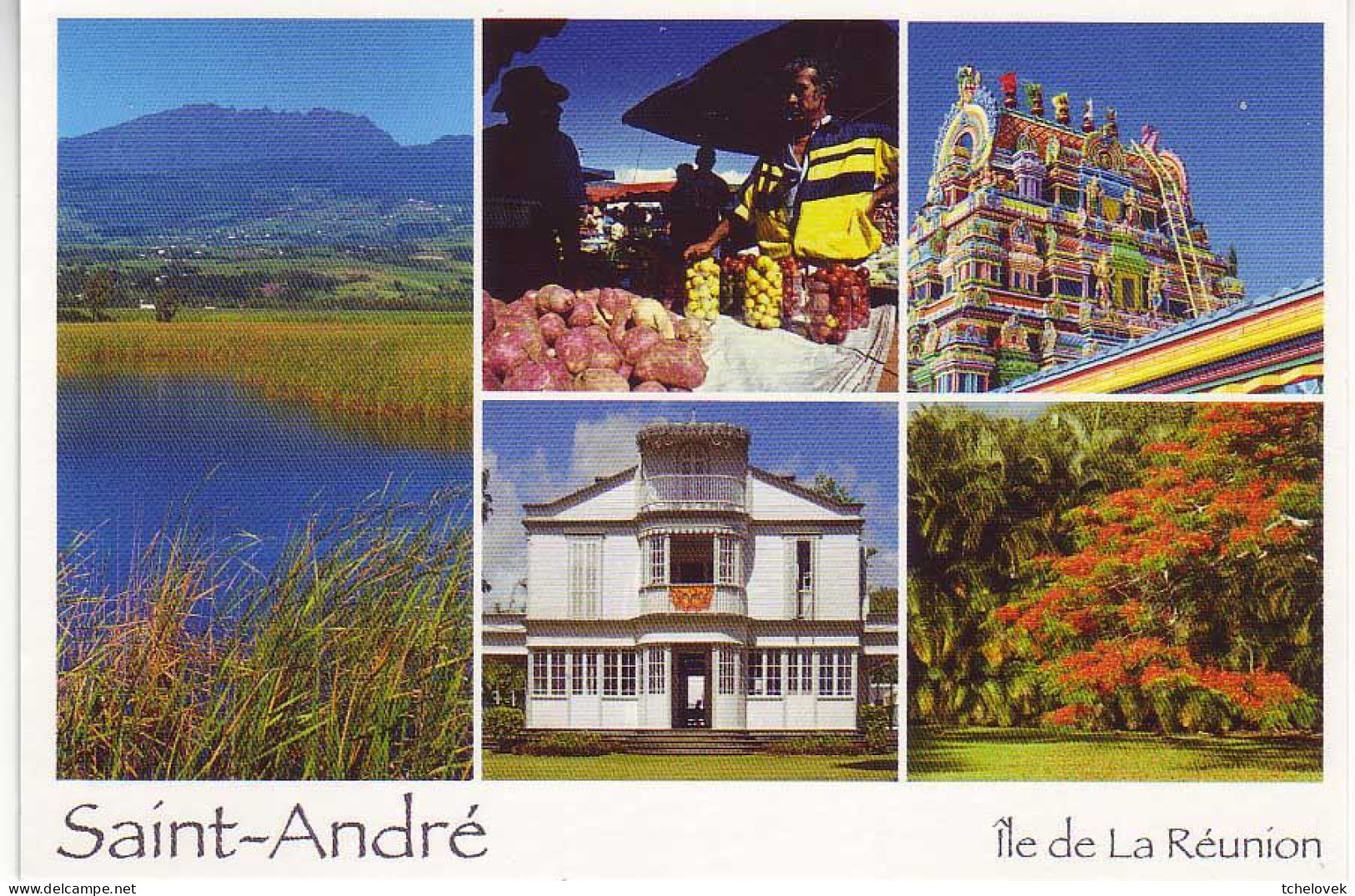 Ile De La Reunion. Ed Orphie. P04 Saint Andre Marché Temple Case Créole... - Autres & Non Classés