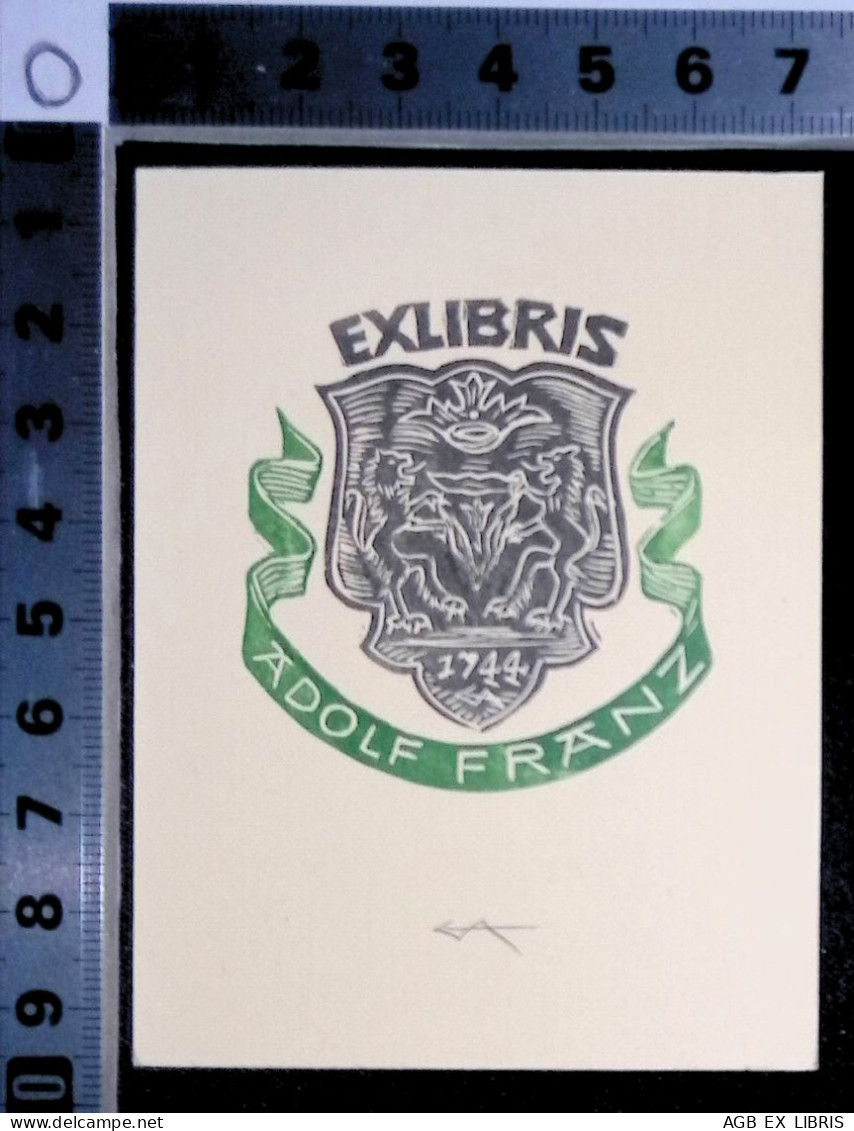 EX LIBRIS ERICH AULITZKY Per ADOLF FRANZ L27bis-F02 EXLIBRIS Opus 84 NERO + VERDE - Ex Libris