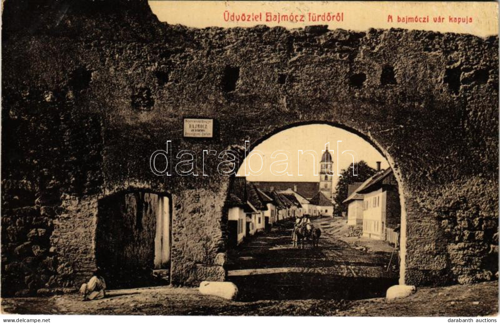 T2 1908 Bajmócfürdő, Bojnické Kúpele (Bajmóc, Bojnice); A Vár Kapuja. Gubits B. Privigye Kiadása 577. (W.L. ?) / Castle  - Ohne Zuordnung