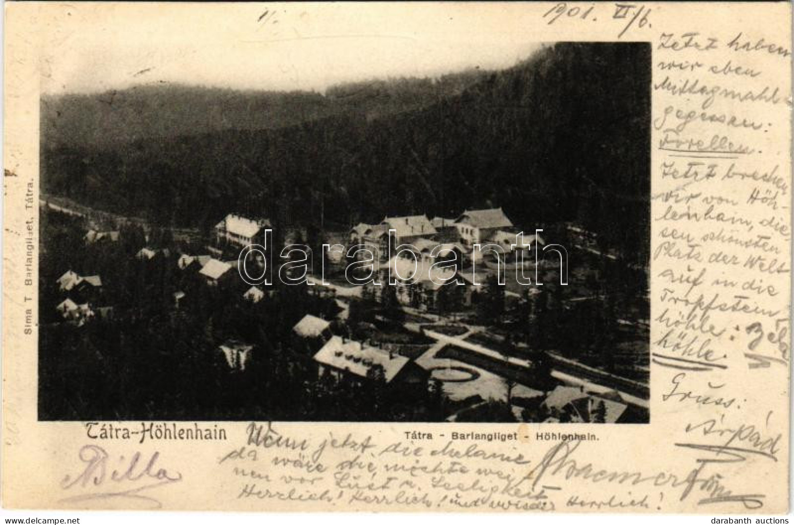 T2/T3 1901 Barlangliget, Höhlenhain, Tatranská Kotlina (Tátra, Magas-Tátra, Vysoké Tatry); Sima T. Kiadása (apró Szakadá - Unclassified