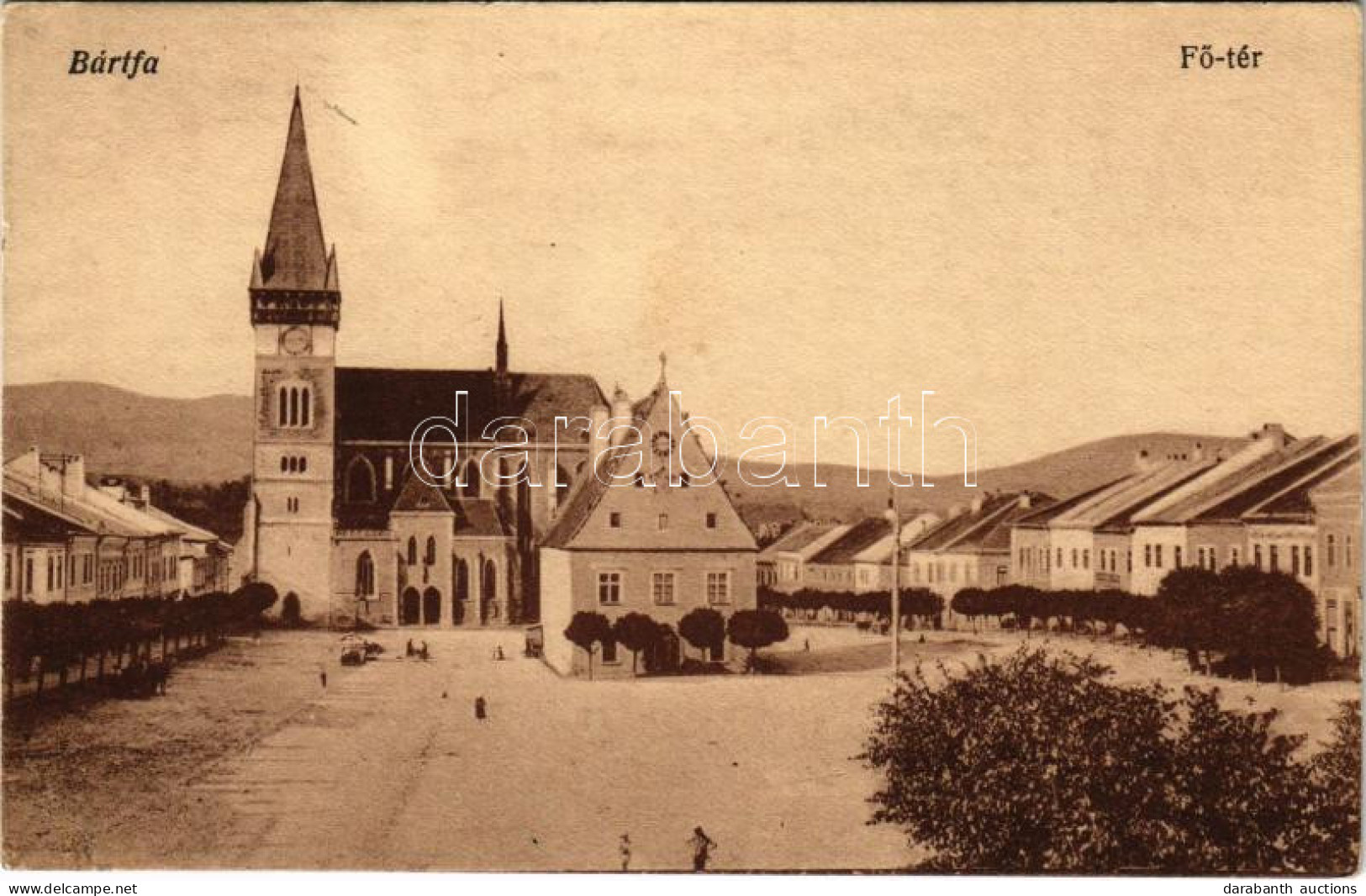 T2 1917 Bártfa, Bardiov, Bardejov; Fő Tér, Templom. Salgó Mór Kiadása / Main Square, Church - Non Classés