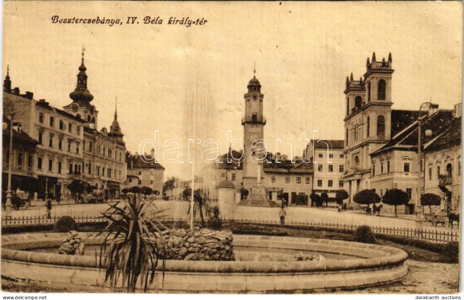 T3 1916 Besztercebánya, Banská Bystrica; IV. Béla Király Tér, Városháza. Havelka József Kiadása / Square, Town Hall (tűn - Zonder Classificatie