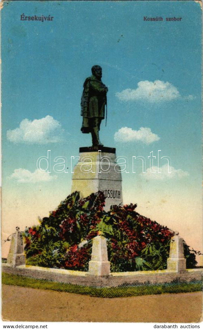 T2/T3 1919 Érsekújvár, Nové Zámky; Kossuth Szobor. Vasúti Levelezőlapárusítás 32. Sz. 1915. / Statue, Monument (EK) - Sin Clasificación