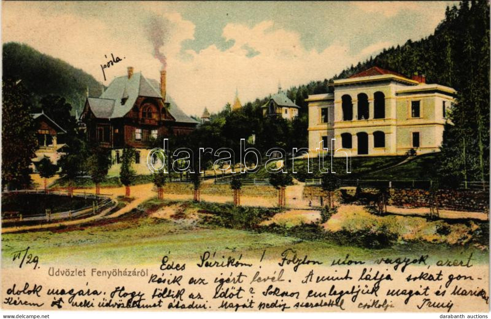 T2/T3 1905 Fenyőháza, Lubochna; Posta, Villa / Post Office, Villa (fl) - Zonder Classificatie