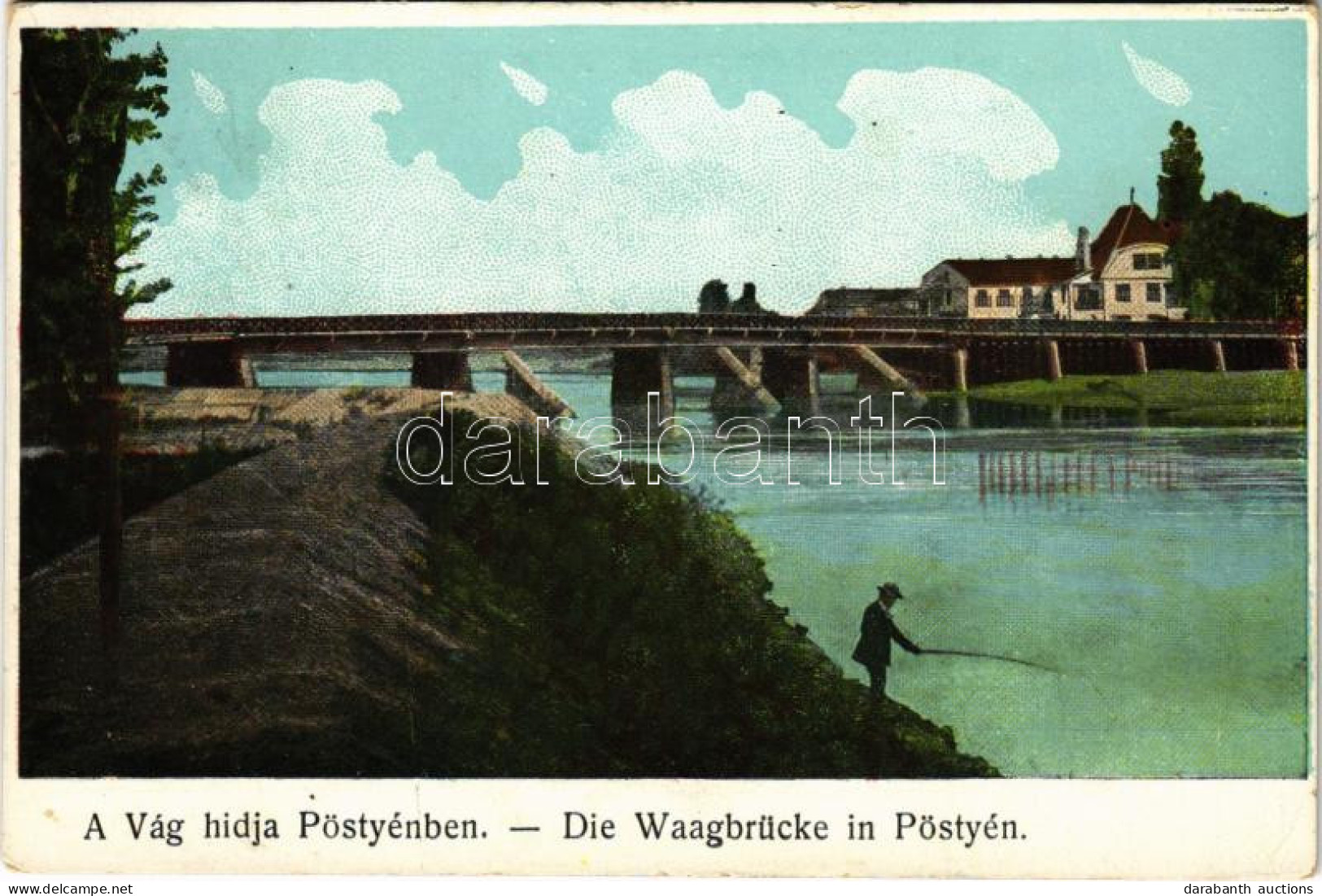 T2/T3 1915 Pöstyén, Piestany; Vág Hídja. Gipsz H. Kiadása / Die Waagbrücke / Váh Bridge (EK) - Ohne Zuordnung