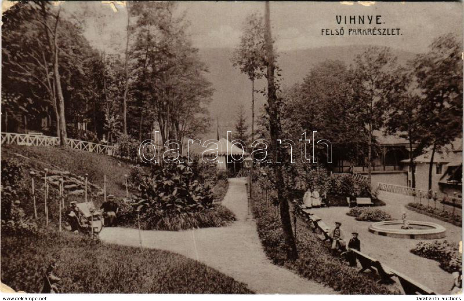 T2/T3 1907 Vihnye, Vyhne; Felső Park. Joerges Á. özv. és Fia Kiadása / Spa Park (EK) - Unclassified