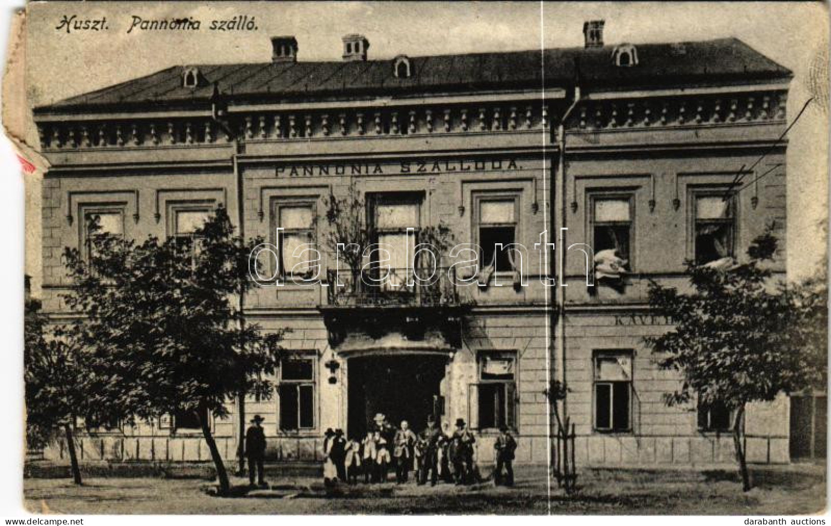 T2/T3 1920 Huszt, Chust, Khust; Pannónia Szálloda és Kávéház. Ausländer Ignác Kiadása / Hotel And Cafe (EK) - Non Classificati
