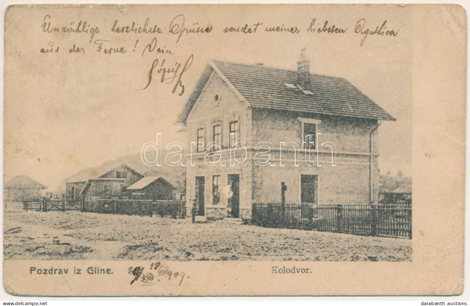 T4 1909 Glina, Kolodvor / Vasútállomás / Railway Station (fa) - Sin Clasificación