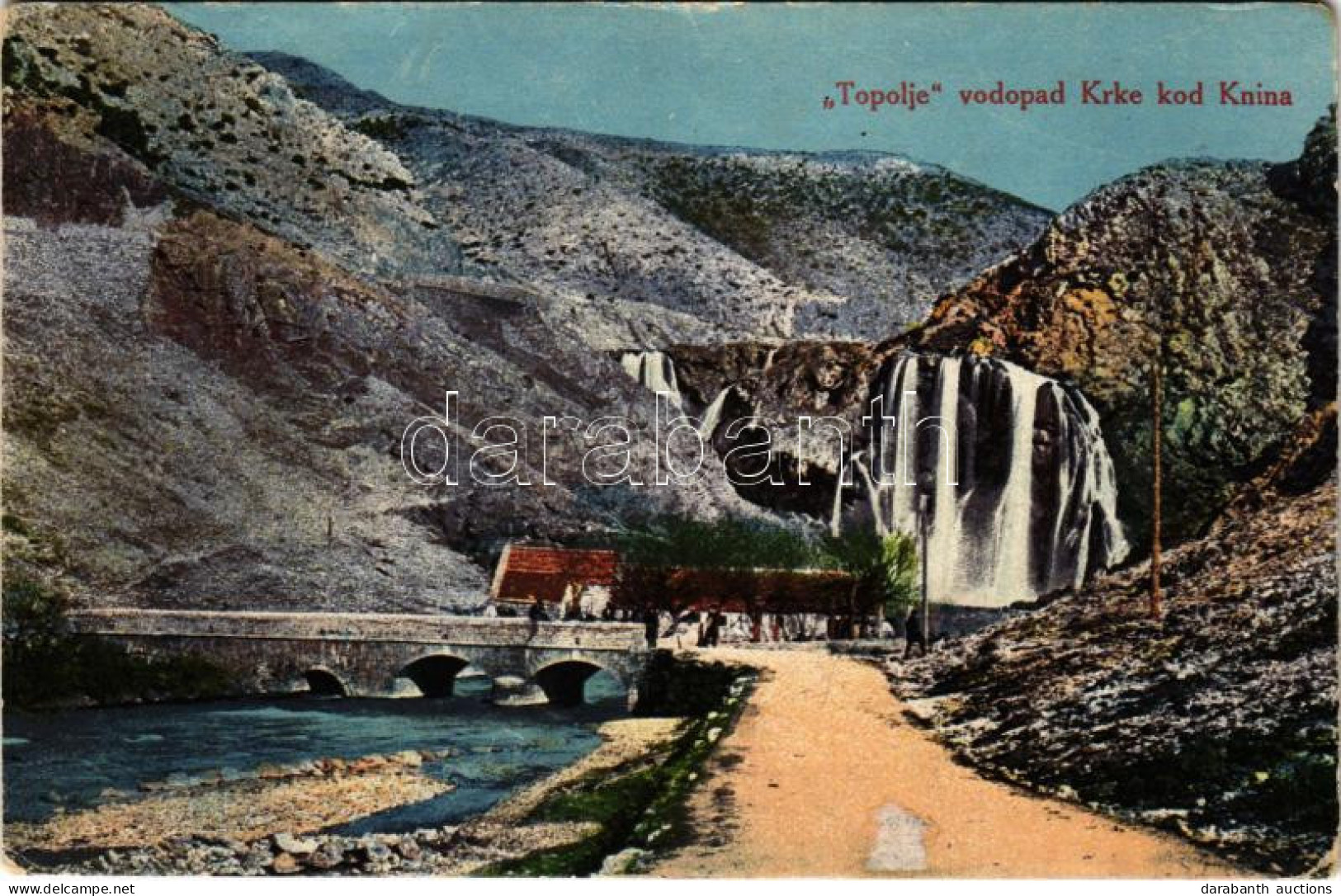 * T2/T3 1917 Knin, Topolje Vodopad Krke Kod Knina / Waterfall, Bridge (Rb) - Zonder Classificatie