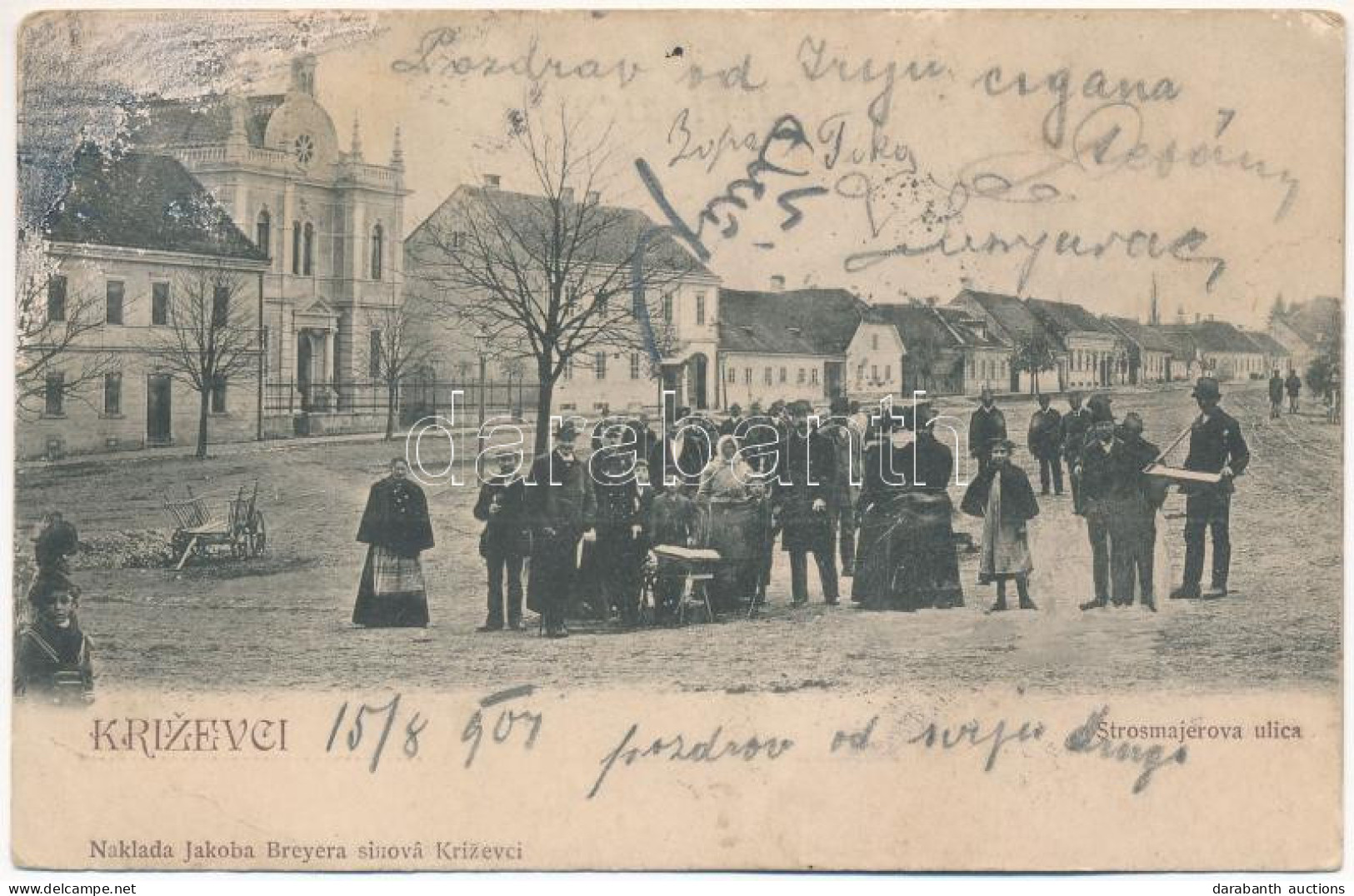 * T3 1901 Kőrös, Krizevac, Krizevci; Strosmajerova Ulica / Utca, Zsinagóga. Jakob Breyer Kiadása / Street View, Synagogu - Non Classés