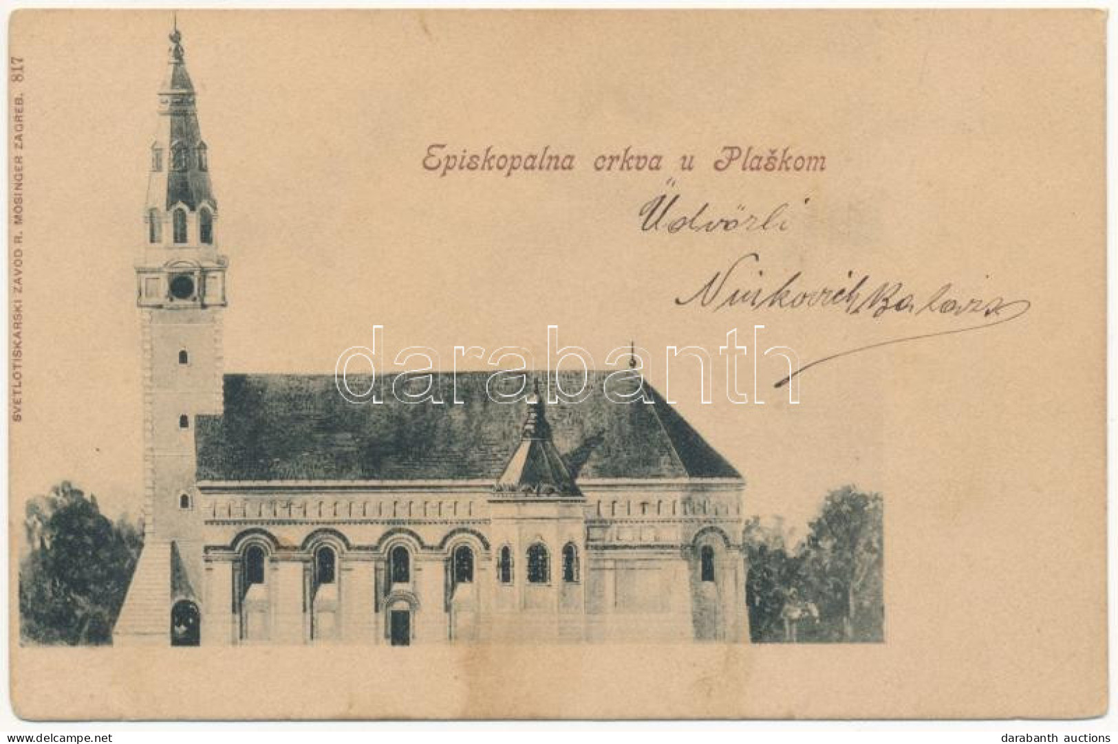 T2/T3 1902 Plaski, Plaskom; Szerb Ortodox Templom / Episkopalna Crkva / Serbian Orthodox Church (fl) - Ohne Zuordnung