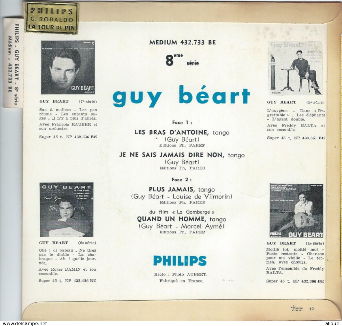 GUY BEART (TANGOS) - FR EP -DU FILM "LA GAMBERGE": QUAND UN HOMME  + 3 - Soundtracks, Film Music