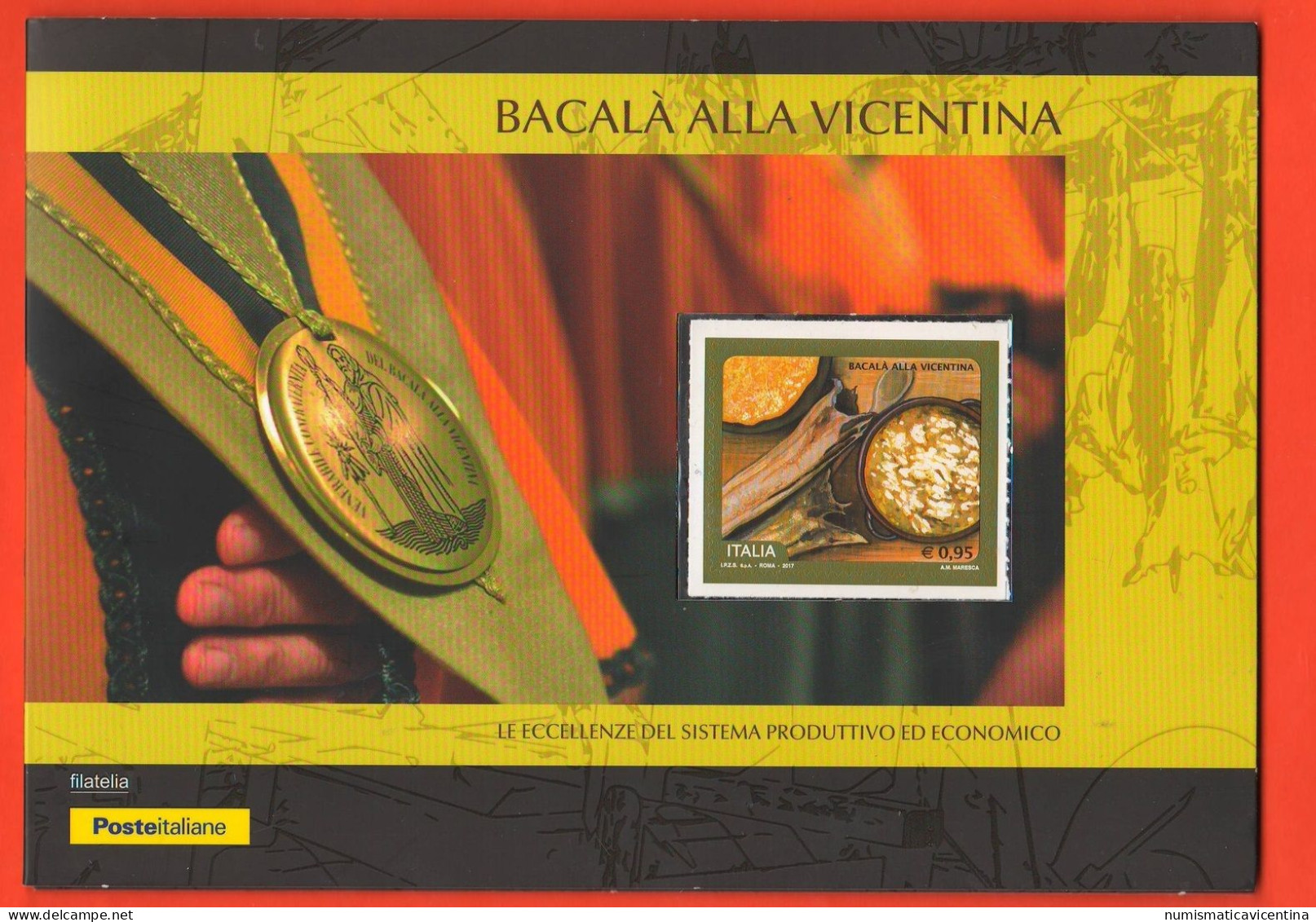 Francobollo O,95 € 2017 Baccalà Alla Vicentina Folder Poste Italiane - Presentation Packs