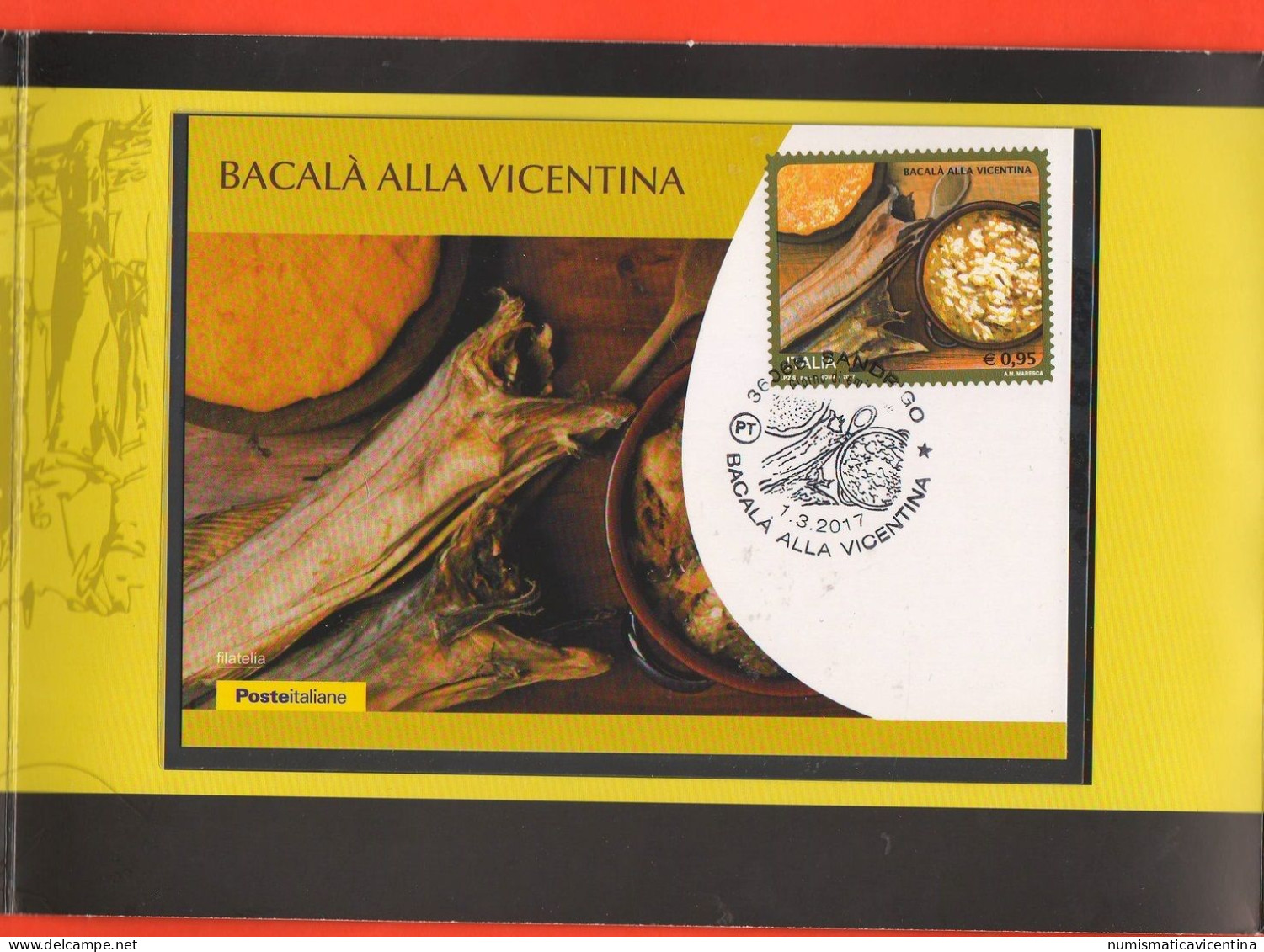 Francobollo O,95 € 2017 Baccalà Alla Vicentina Folder Poste Italiane - Presentatiepakket