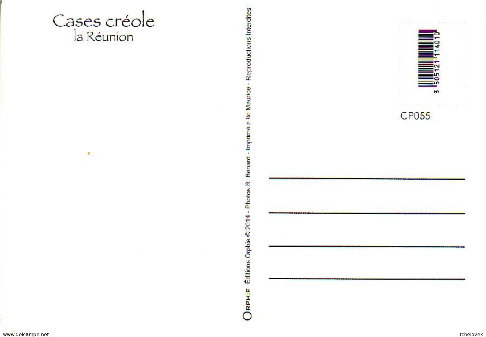 Ile De La Reunion. Ed Orphie. CP055 Cases Creoles - Autres & Non Classés