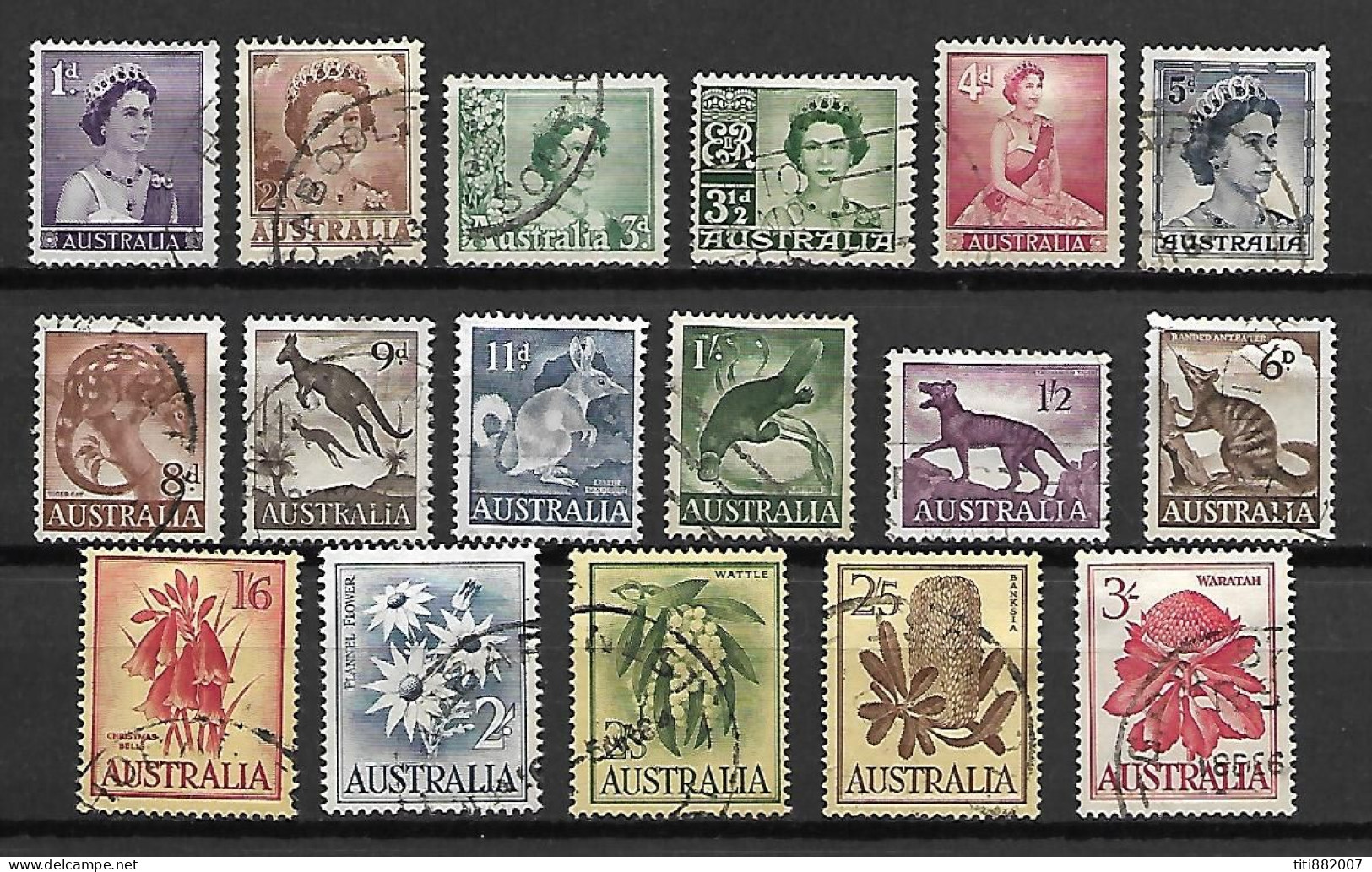 AUSTRALIE   -  1959.  Série Complète . 17  Val. Oblitérés . - Used Stamps