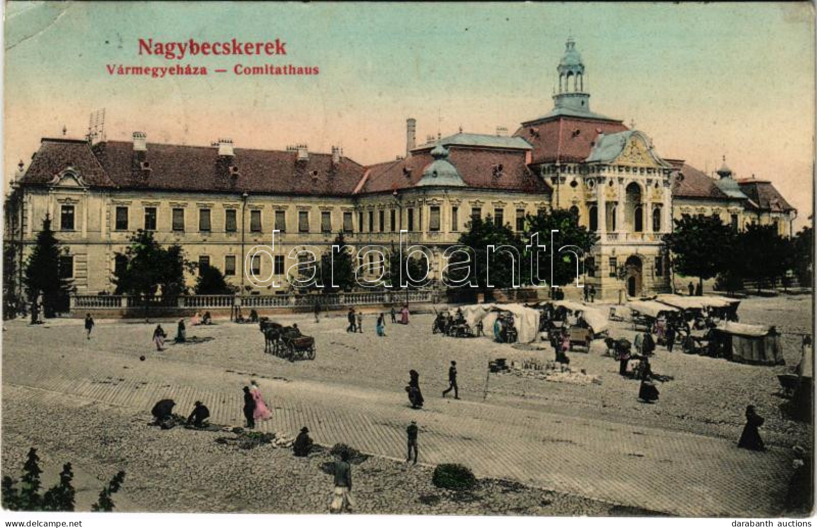 T2/T3 1906 Nagybecskerek, Zrenjanin, Veliki Beckerek; Vármegyeház, Piac / County Hall, Market (EK) - Zonder Classificatie